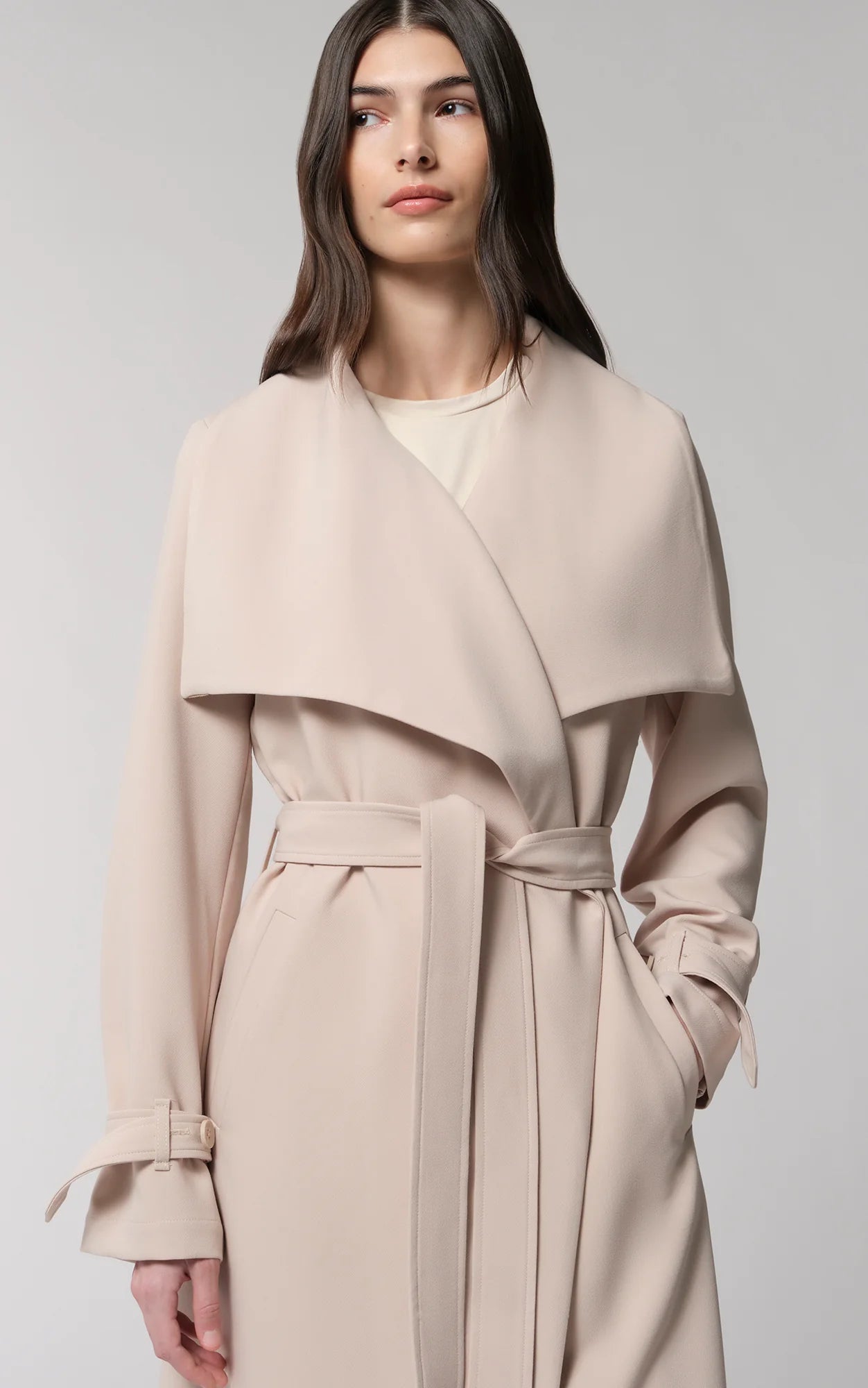 Giana Oversized Belted Trench Coat in Beige