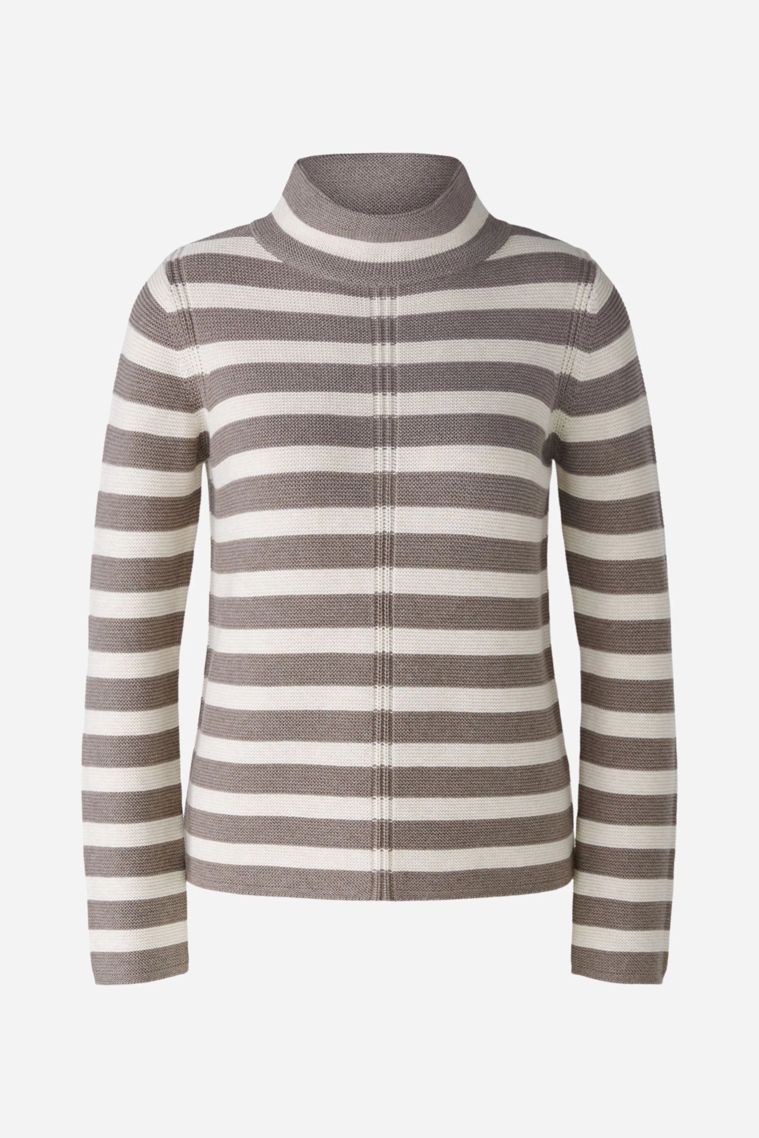 Oui Striped Cotton Mock Neck Sweater