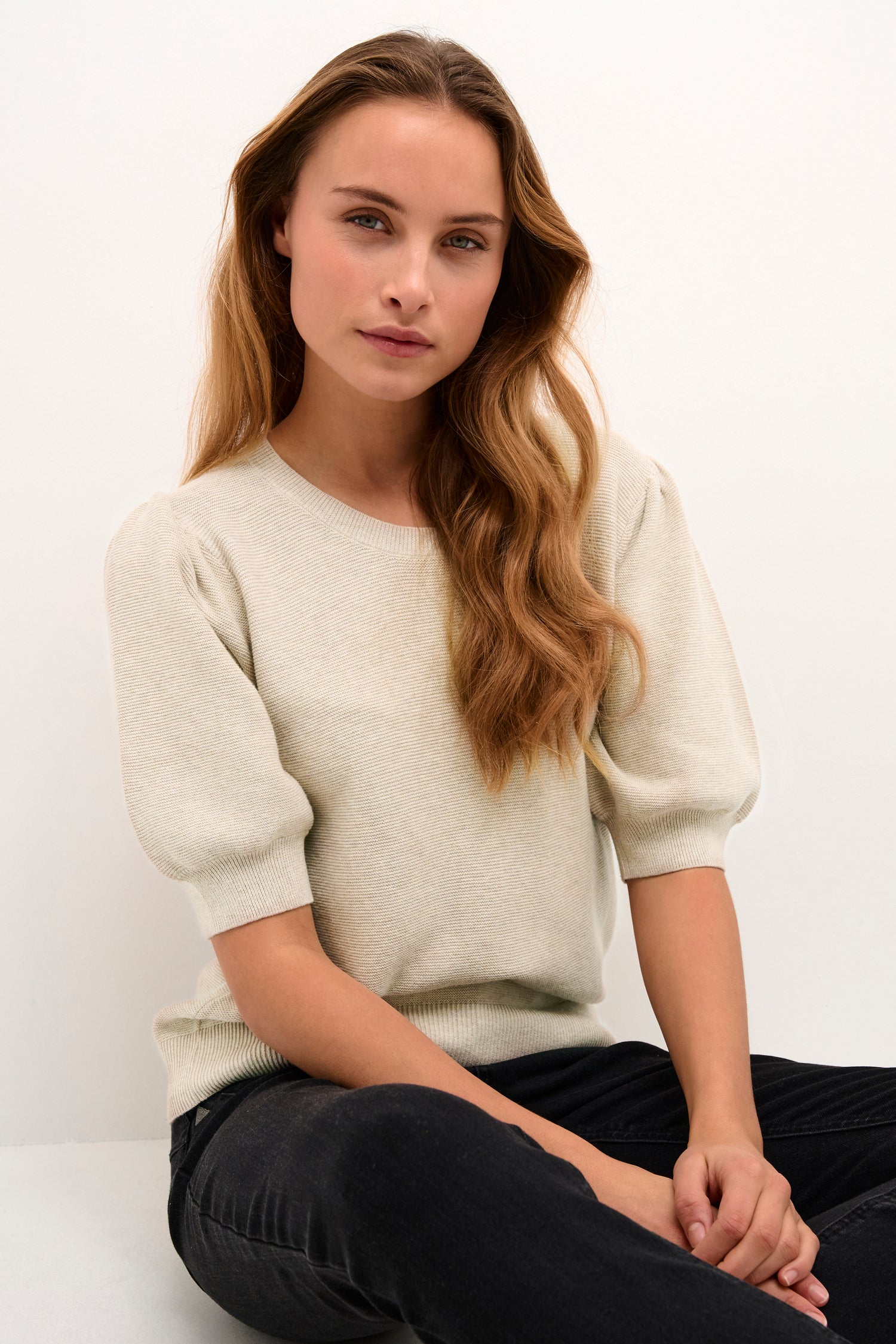 Cream Sillar Half Sleeve Pullover