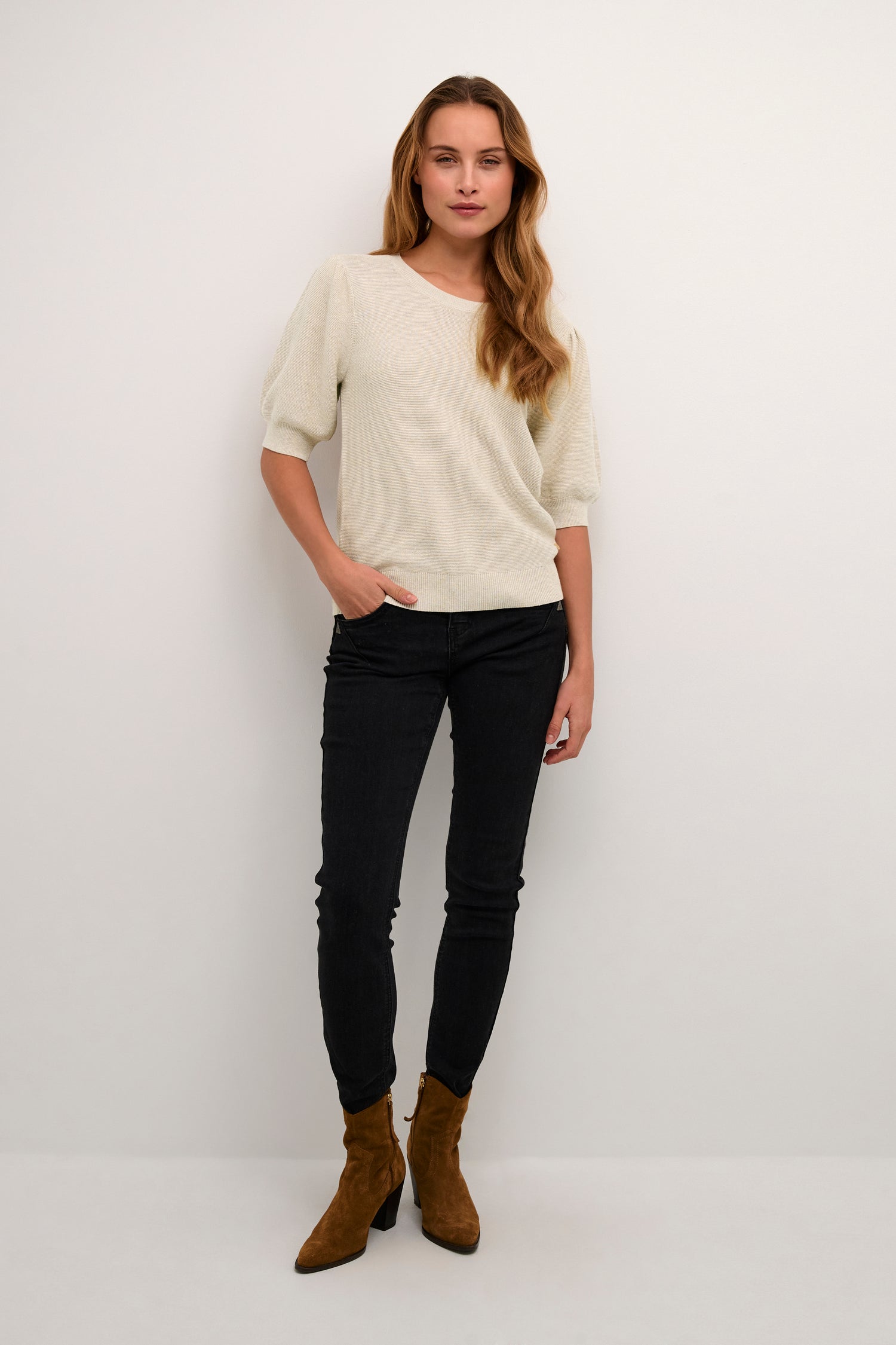 Cream Sillar Half Sleeve Pullover