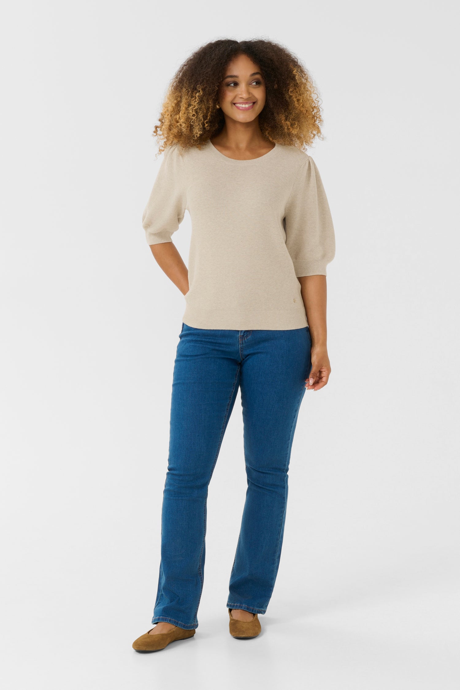 Cream Sillar Half Sleeve Pullover