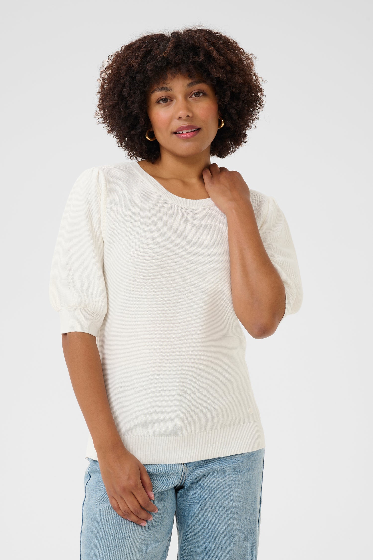 Cream Sillar Half Sleeve Pullover