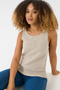 Cream Sillar Knit Sleeveless Tank