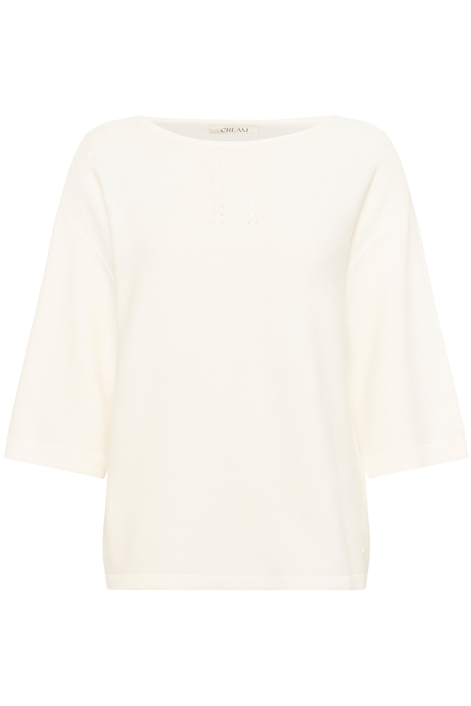 Cream Sillar Loose Knit 3/4 Sleeve Pullover