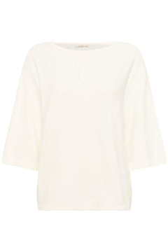 Cream Sillar Loose Knit 3/4 Sleeve Pullover