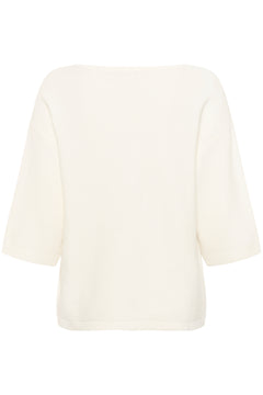 Cream Sillar Loose Knit 3/4 Sleeve Pullover