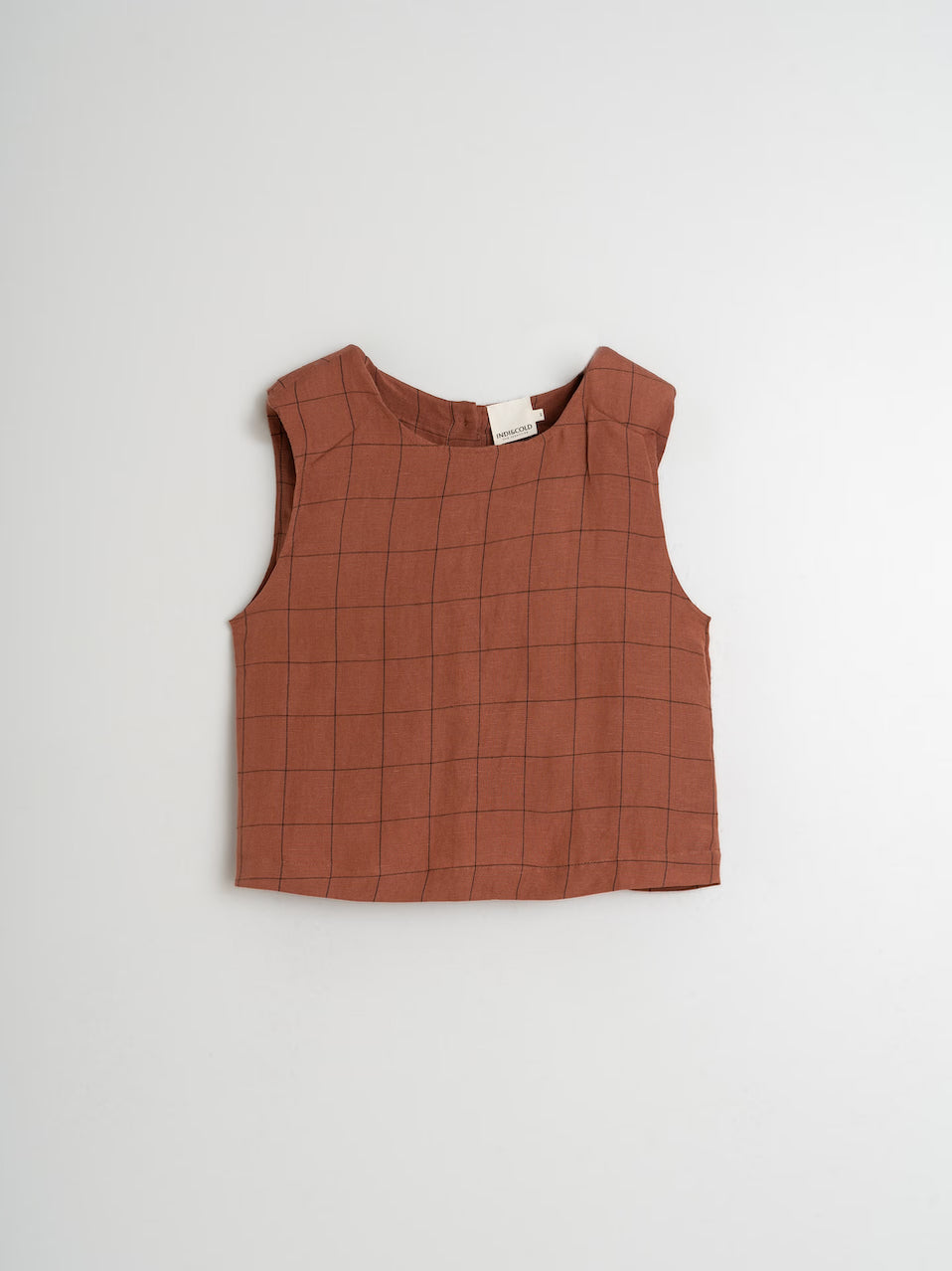 Indi & Cold Windowpane Checked Linen Sleeveless Shell