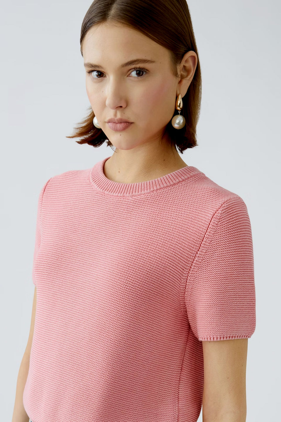 Oui Short Sleeve Textured Knit Sweater