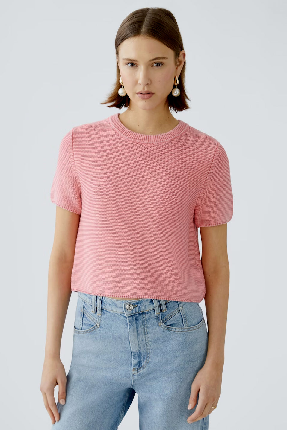 Oui Short Sleeve Textured Knit Sweater