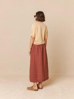 Indi & Cold Windowpane Checked Linen Skirt