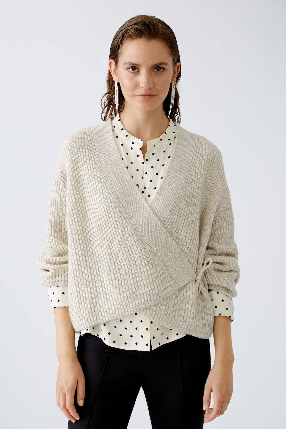 Oui Wool Blend Wrap Sweater