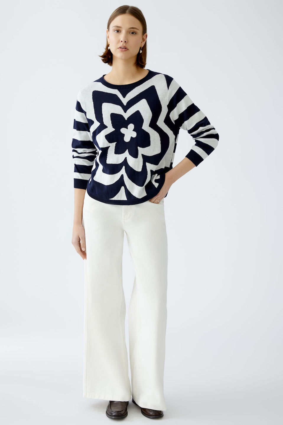 Oui Star Stripe Pullover