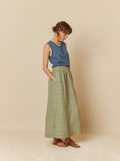 Indi & Cold Windowpane Checked Linen Skirt