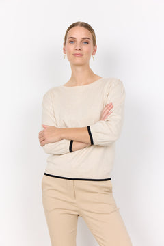 Soya Concept Dollie Tipped 3/4 Sleeve Sweater