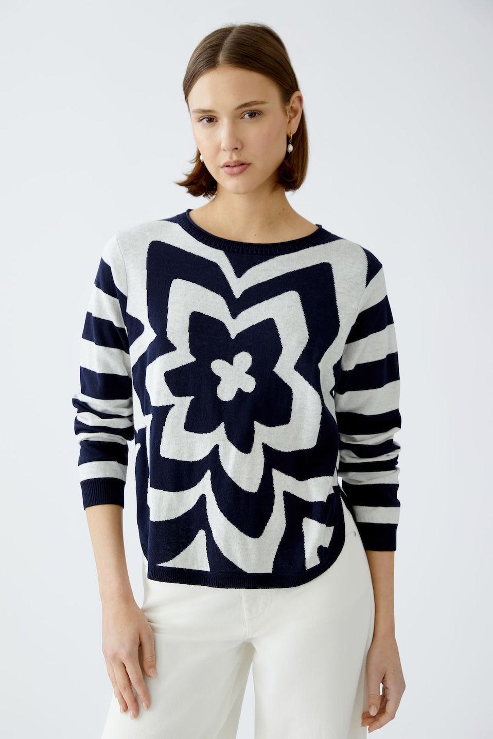 Oui Star Stripe Pullover