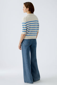 Oui Stripe Pullover With Collar