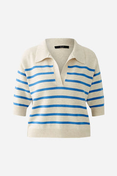 Oui Stripe Pullover With Collar