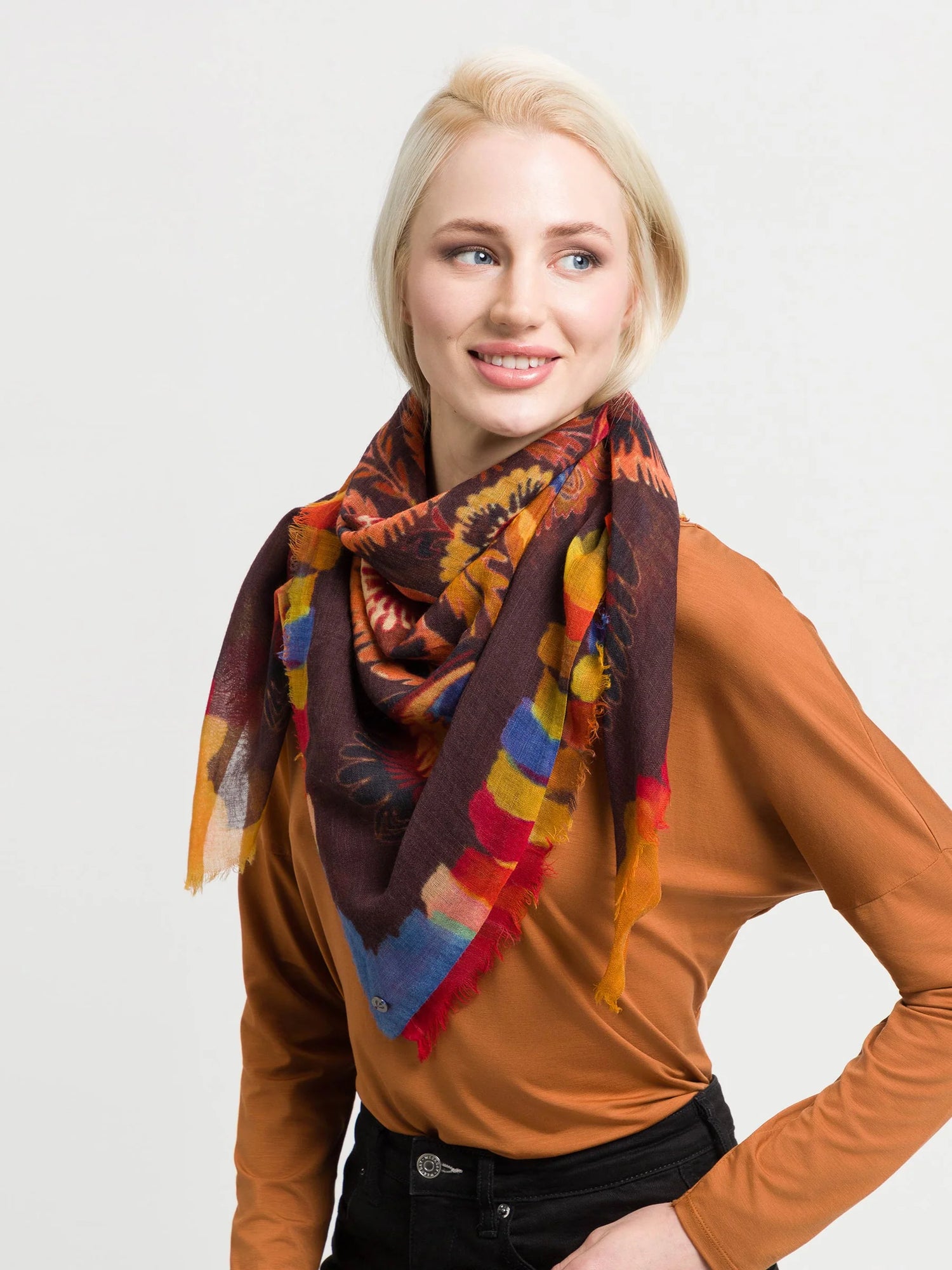 Fraas Colourful Plume Wool Scarf