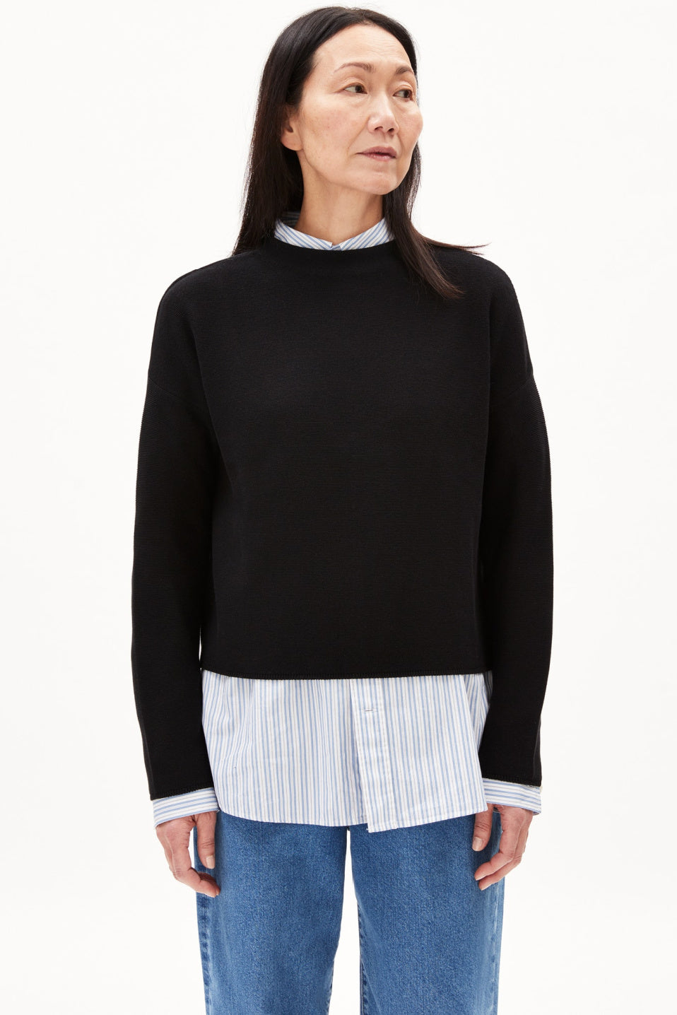 Armed Angels Merino Links Ribbed Mock Neck Sweater