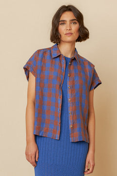 Indi & Cold Checked Linen Blouse