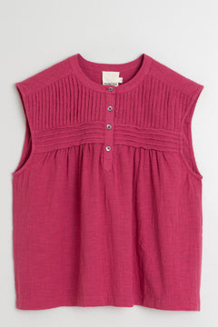 Indi & Cold Pintucked Yoke Sleeveless Blouse