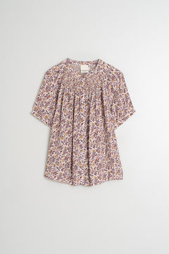 Indi & Cold Ruched Yoke Print Blouse