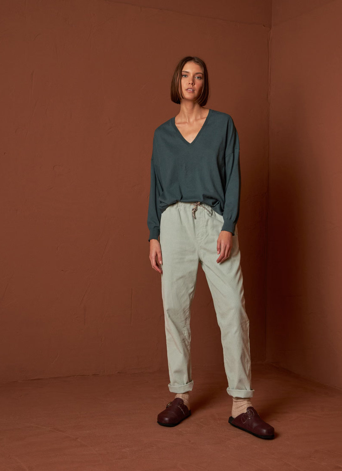 Indi & Cold Sophie Cotton V-Neck Sweater