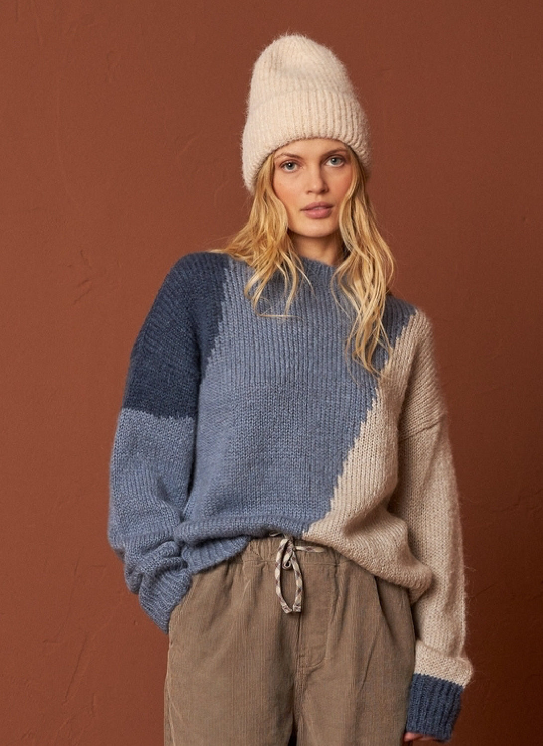 Indi & Cold Colour Block Wool Sweater