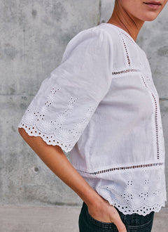 Indi & Cold Half Sleeve Broiderie Anglaise Blouse