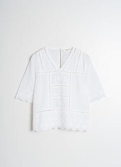 Indi & Cold Half Sleeve Broiderie Anglaise Blouse