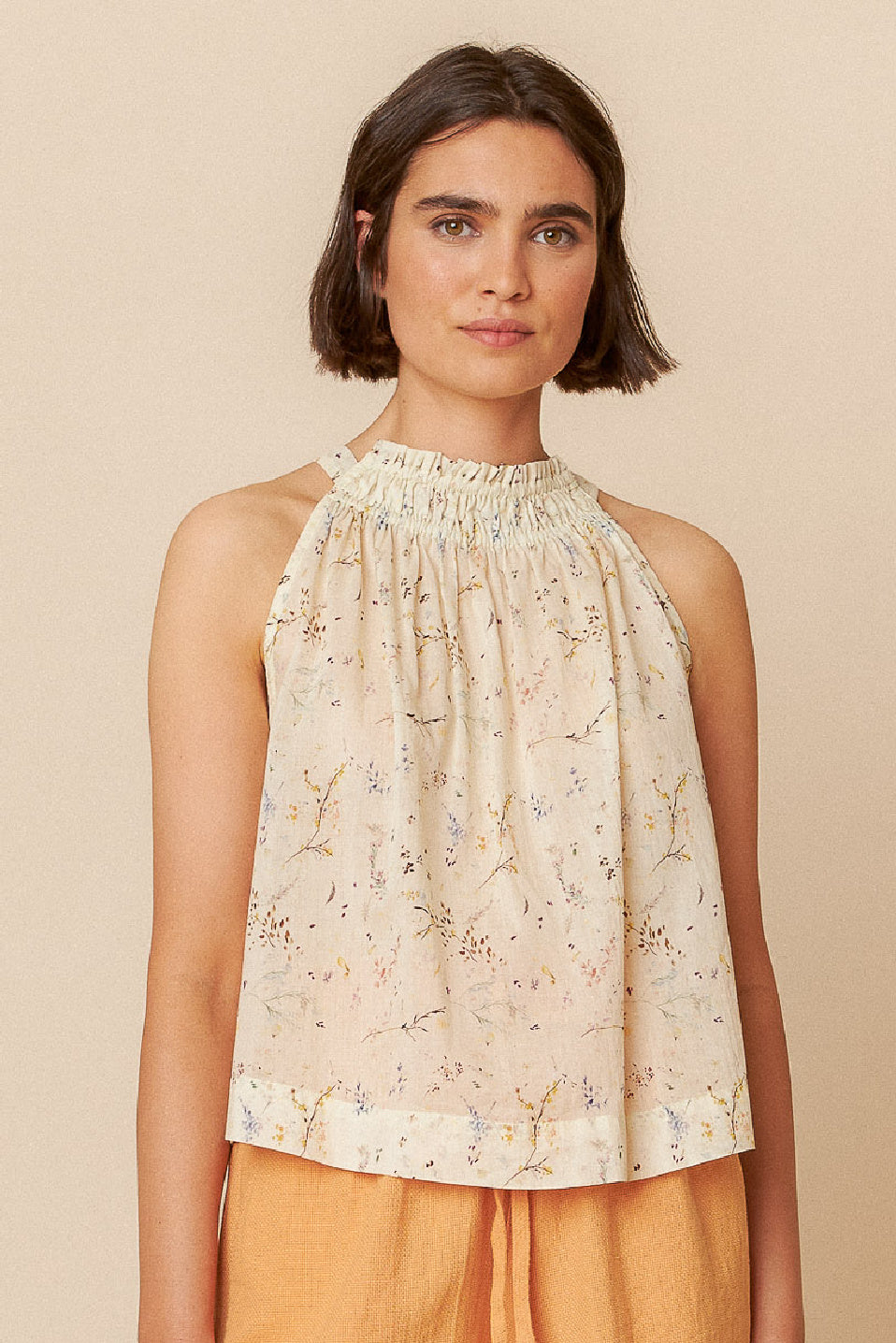 Indi & Cold Halter Collar Sleeveless Blouse