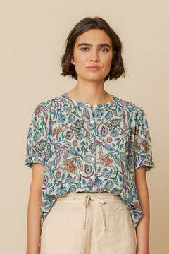 Indi & Cold Paisley Print Cotton Blouse