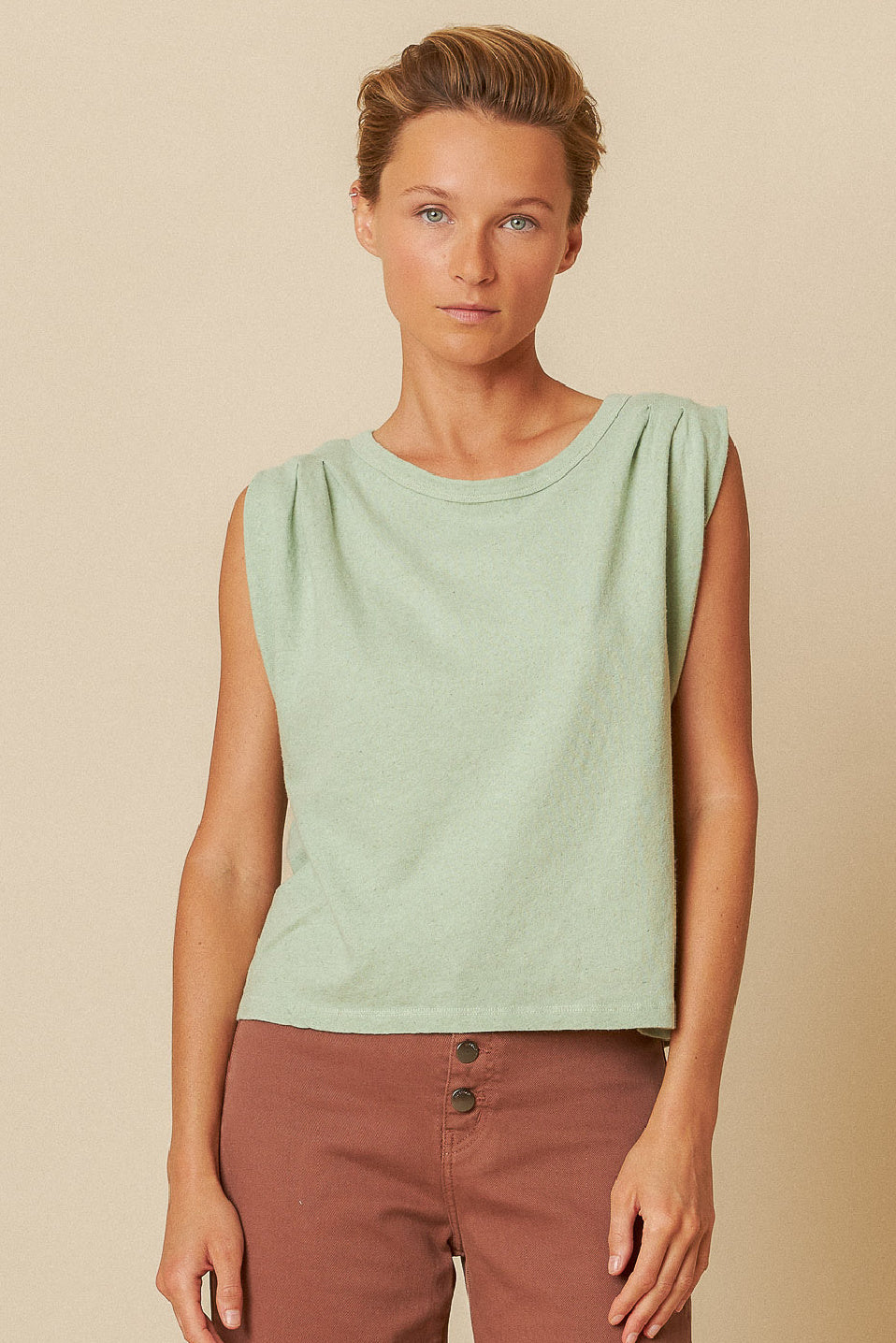 Indi & Cold Pleated Shoulder T-Shirt