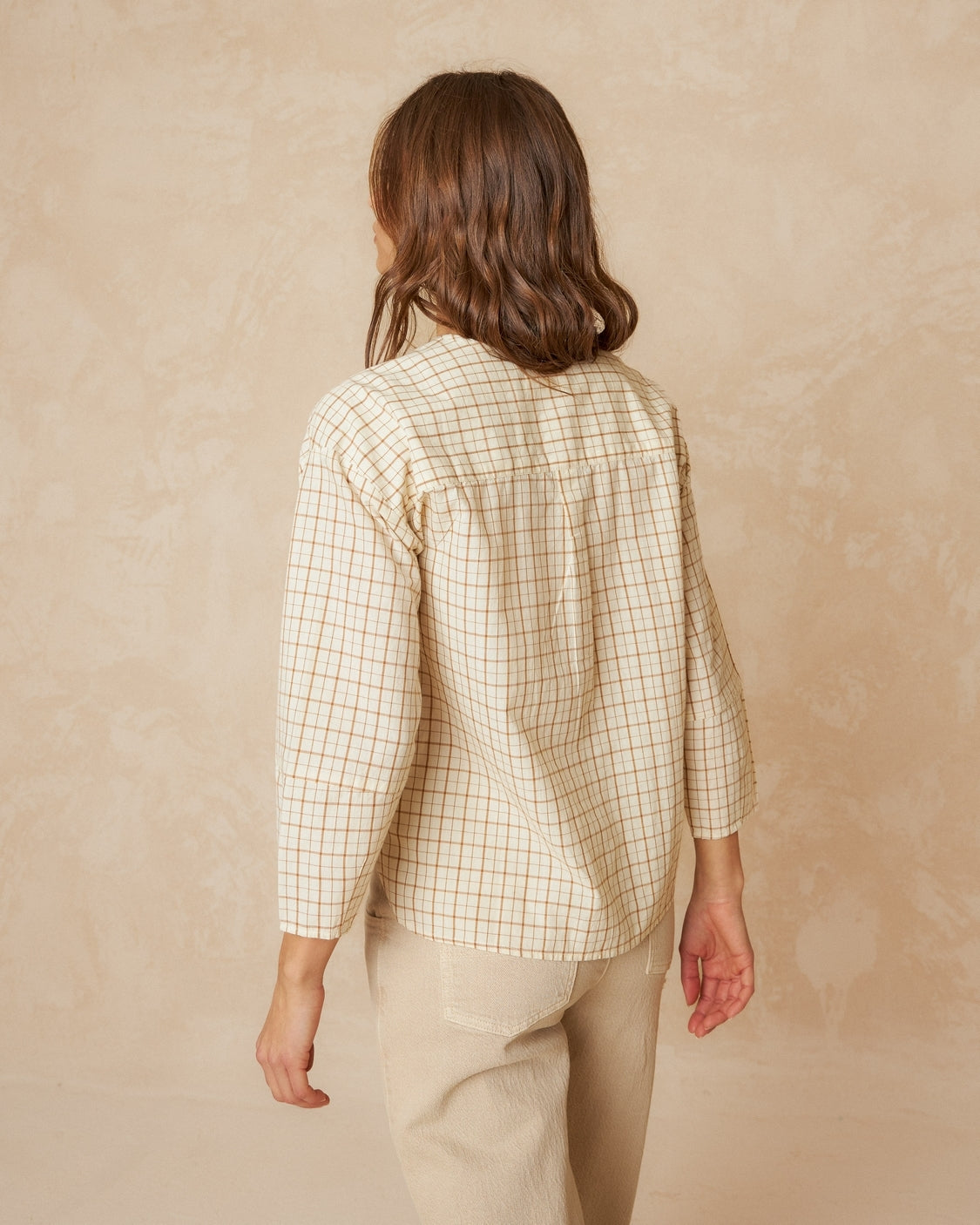 Indi & Cold Plaid Henley Style Cotton Blouse