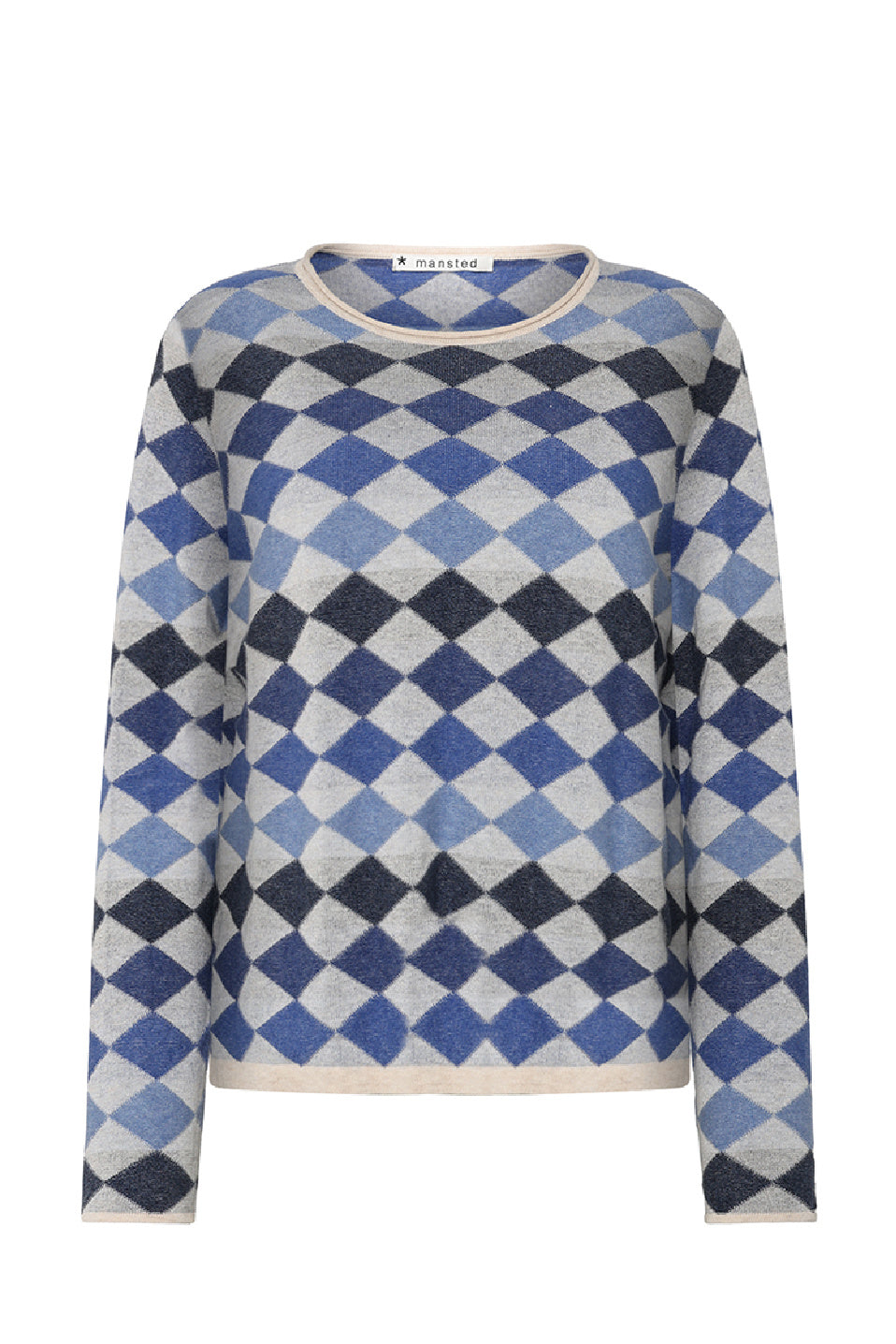 Mansted Cotton Dobbie Long Sleeve Argyle Sweater