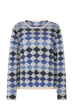 Mansted Cotton Dobbie Long Sleeve Argyle Sweater