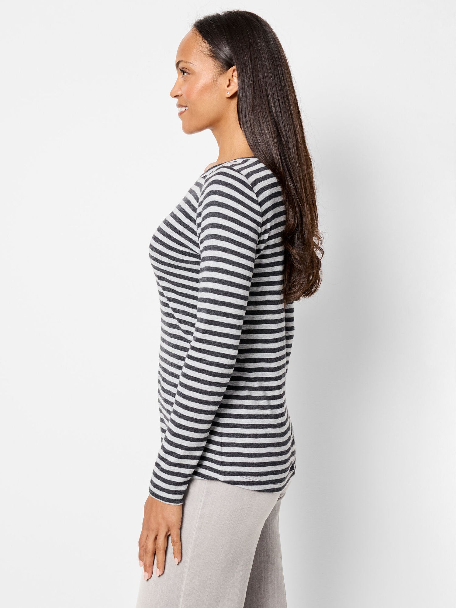 Nic + Zoe Striped Bracelet Sleeve Boat Tee