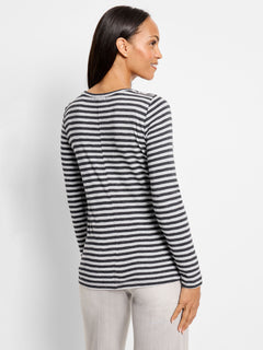 Nic + Zoe Striped Bracelet Sleeve Boat Tee