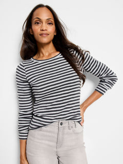 Nic + Zoe Striped Bracelet Sleeve Boat Tee