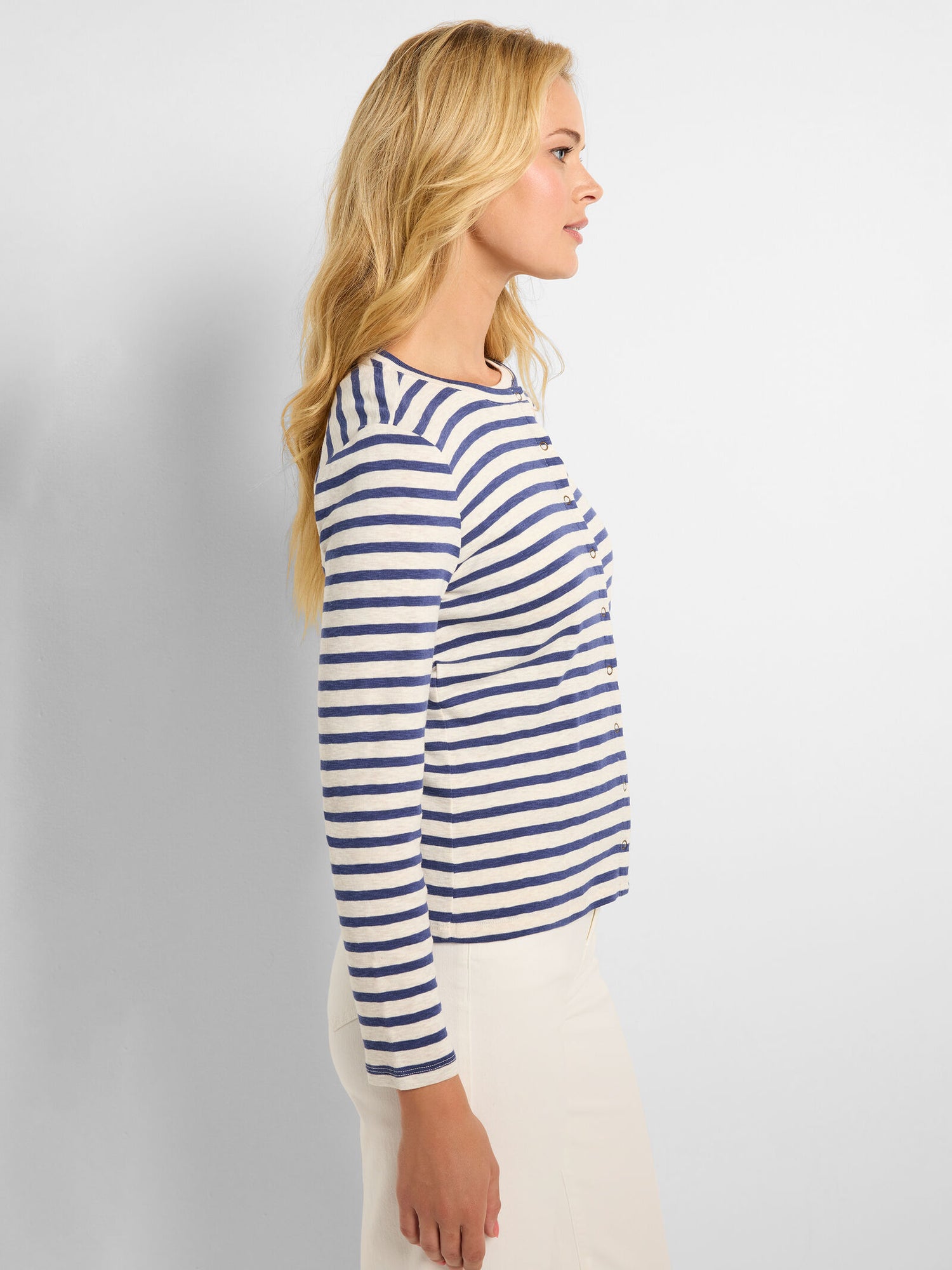 Nic + Zoe Striped Snap Front Cardigan