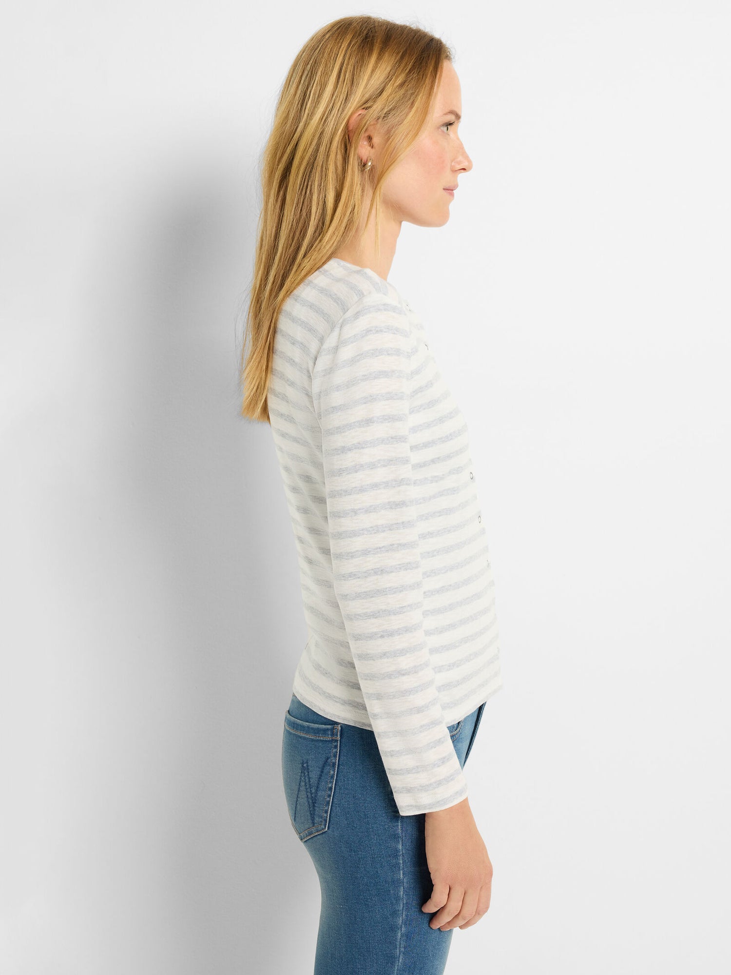 Nic + Zoe Striped Snap Front Cardigan