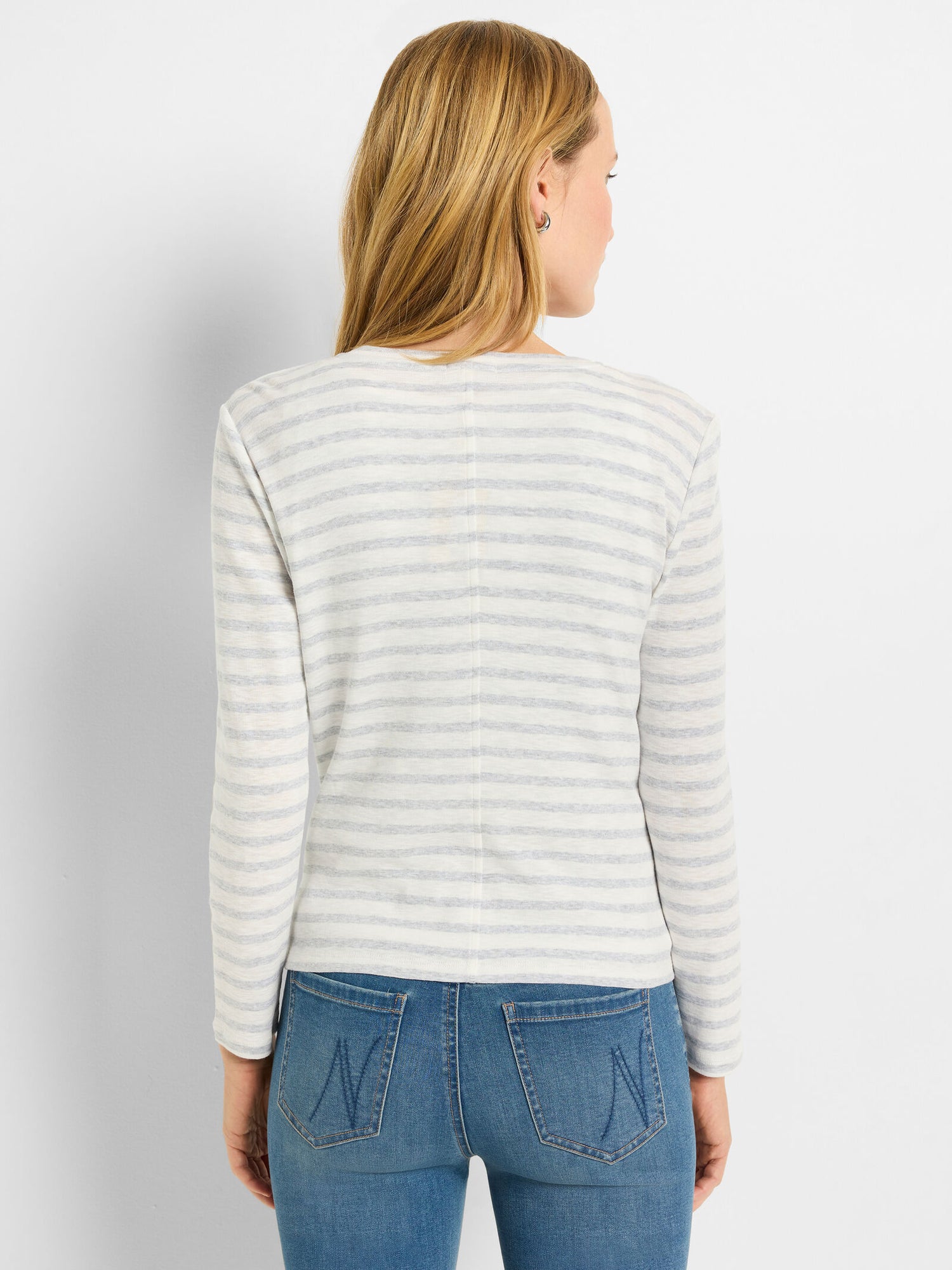 Nic + Zoe Striped Snap Front Cardigan