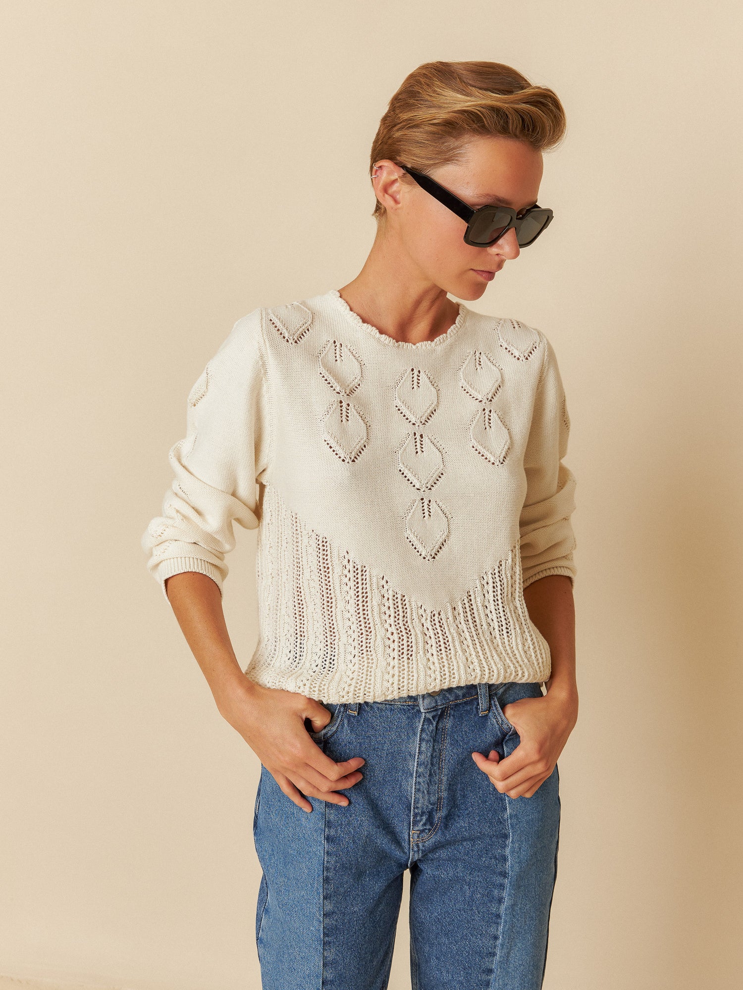 Indi & Cold Crochet Effect Sweater