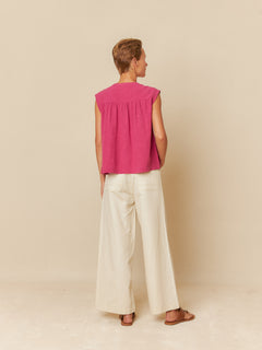 Indi & Cold Pintucked Yoke Sleeveless Blouse