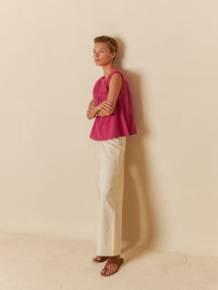 Indi & Cold Pintucked Yoke Sleeveless Blouse