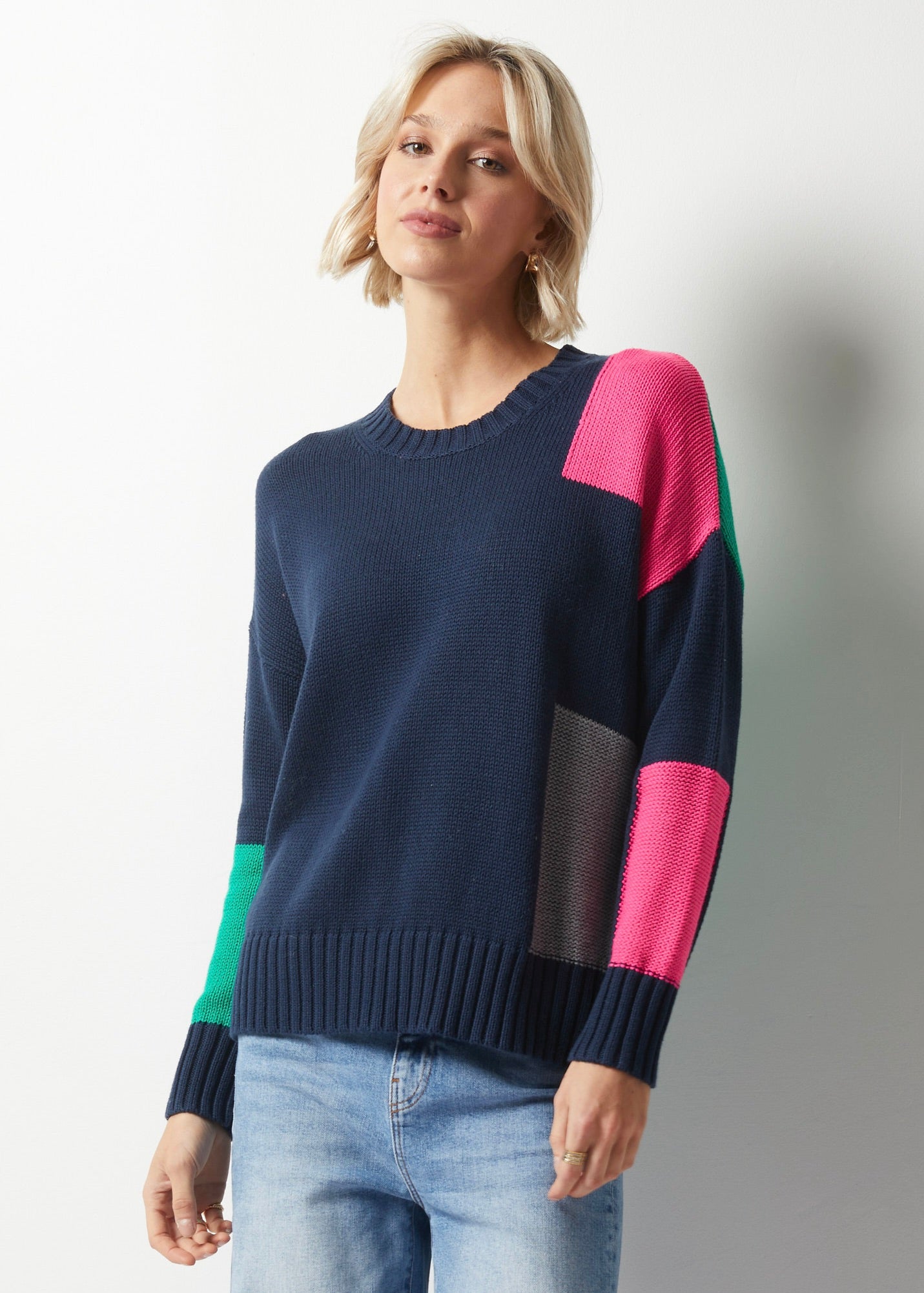Zaket & Plover Intarsia Trim Sweater