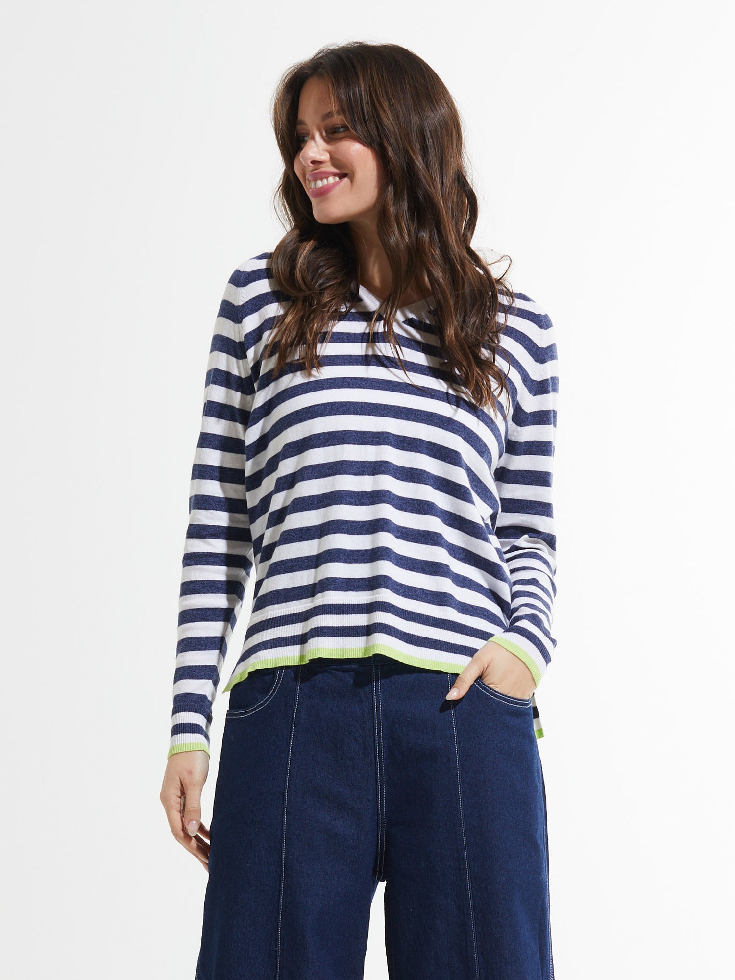 Zaket & Plover Stripe V-Neck Sweater