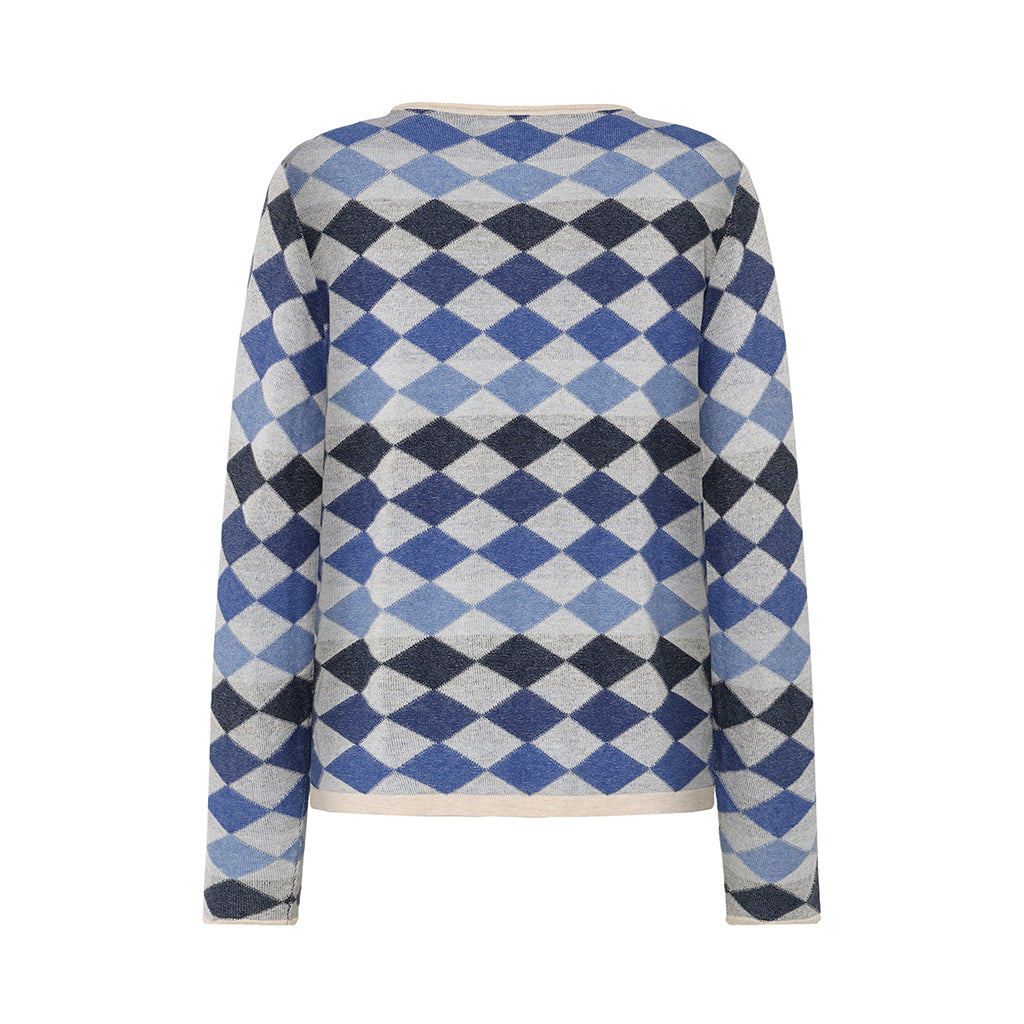 Mansted Cotton Dobbie Long Sleeve Argyle Sweater