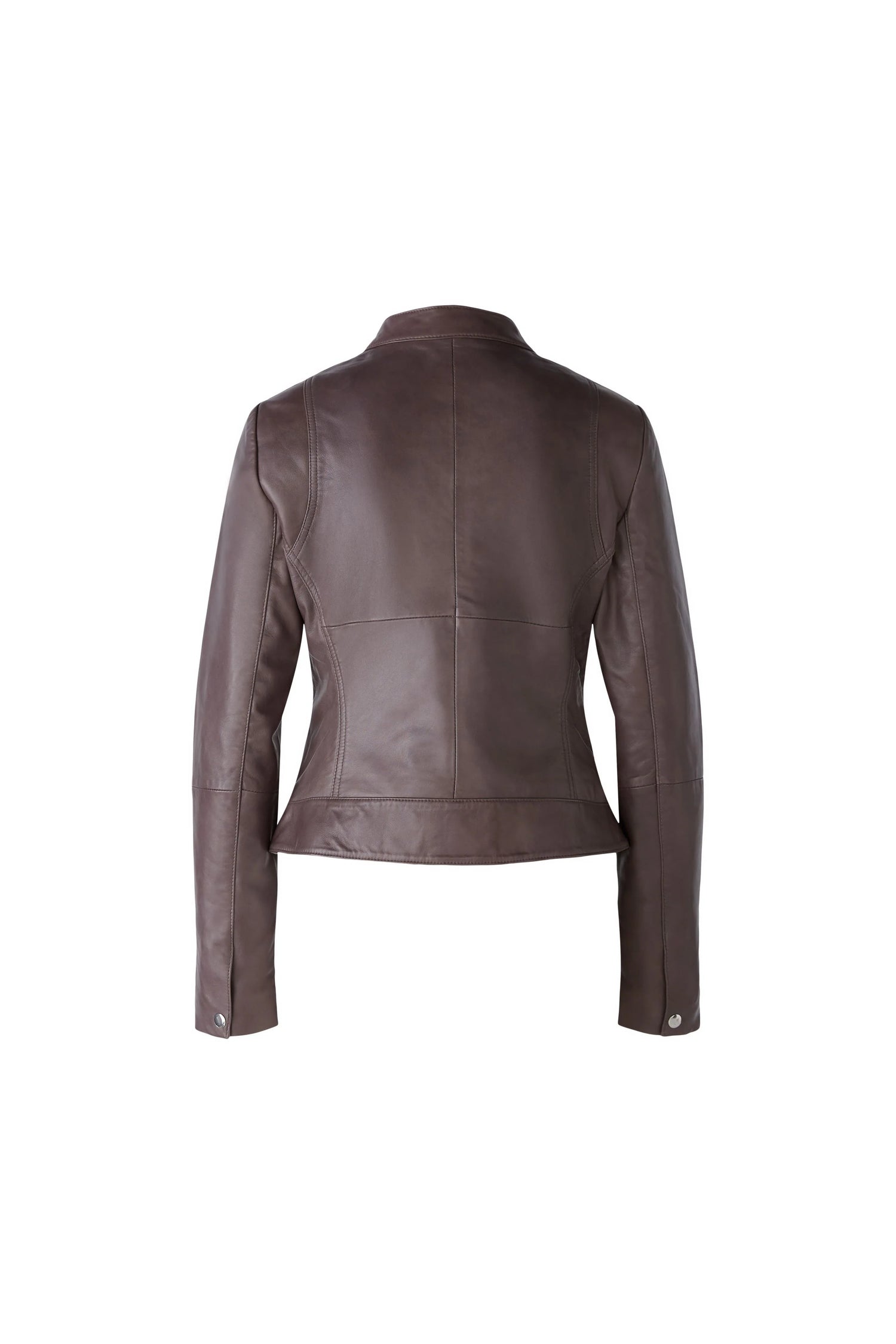 Oui Collarless Leather Biker Jacket