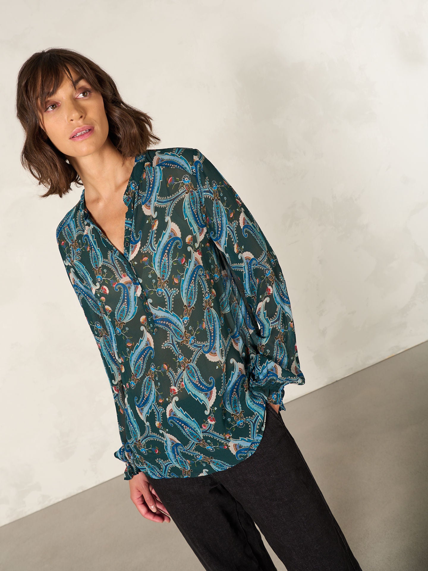 Nile Chiffon Notchneck Blouse